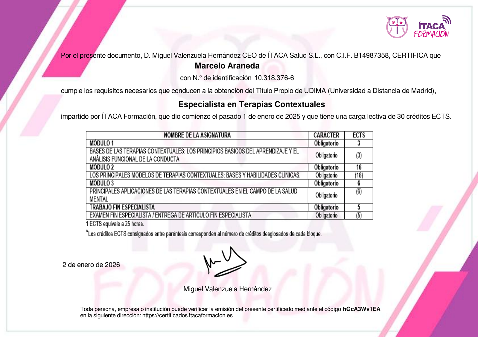 Especialista en Terapias Contextuales